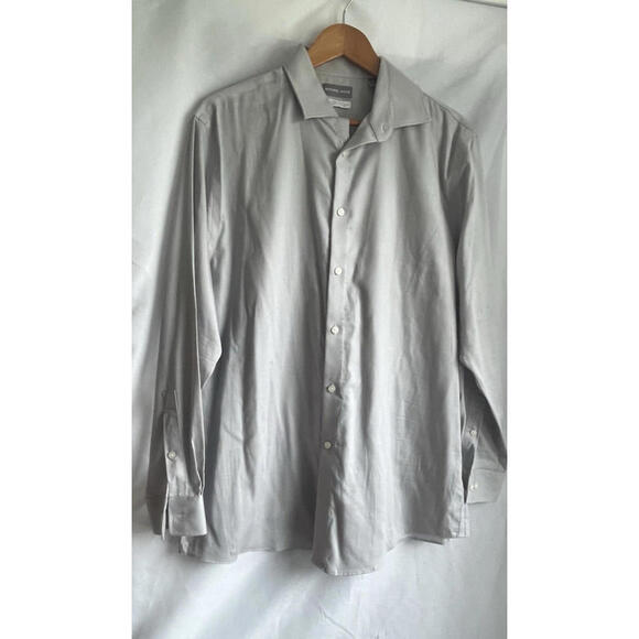 Michael Kors Men’s Dress Shirt Size L 16.5 32/33 Gray Wrinkle Free Long Sleeve - Picture 5 of 9
